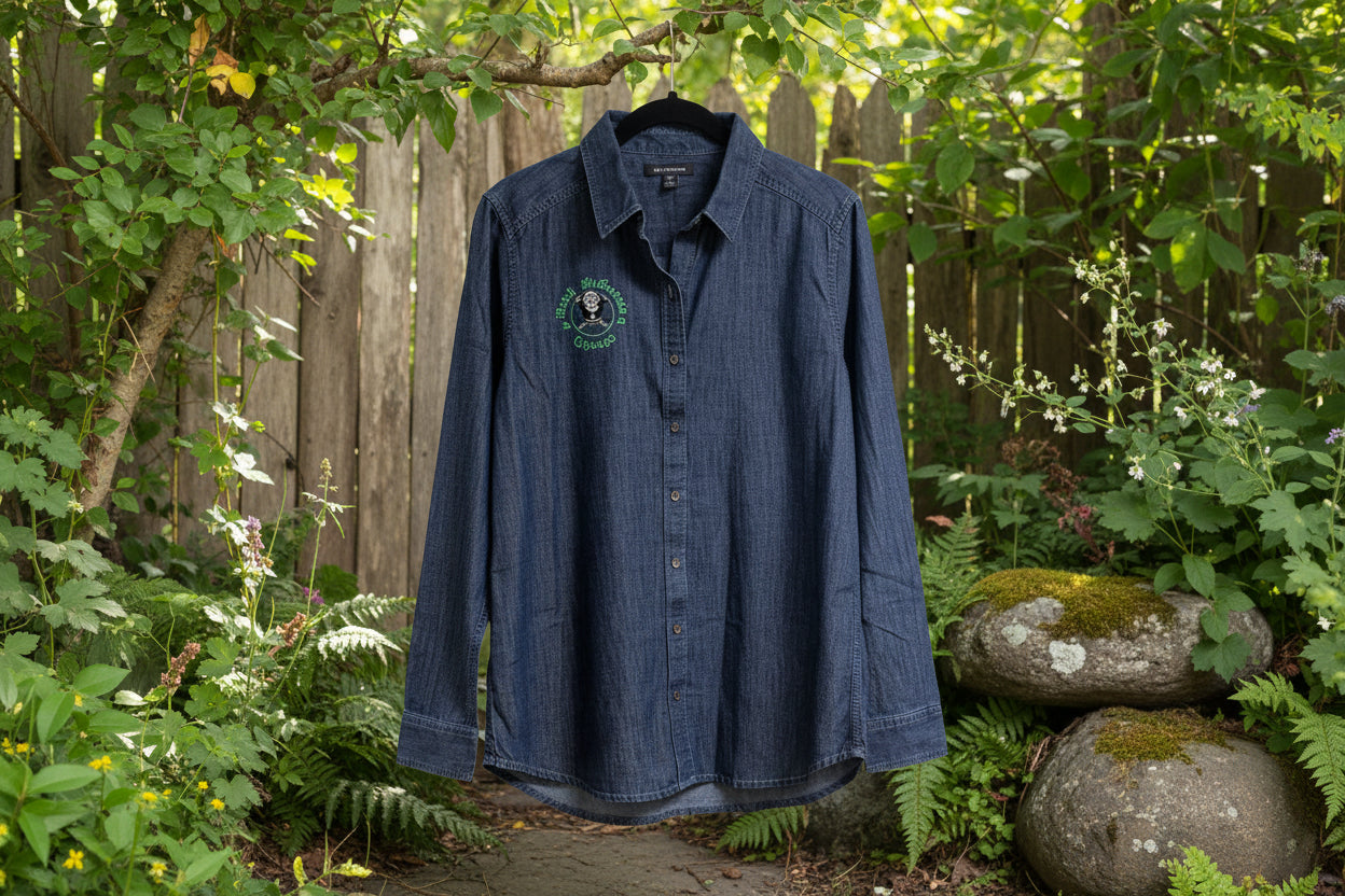 Denim Button-Up Collar Shirt